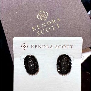 Black druzy Ellie baguette earrings by Kendra Scott. NWT